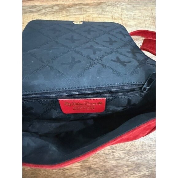 Womens Vintage By Paloma Picasso x Red Suede Shoulder Bag Lopez Cambil Purse - Picture 13 of 16